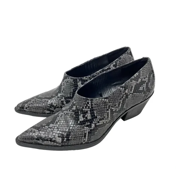 Zara Snakeskin Cowboy Heeled Ankle Booties Black Gray Size 38 / US‎ 7.5 - Image 3