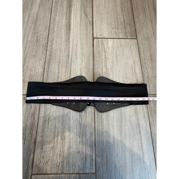 Vintage Wide Stretch Waist Belt Brown Croc Embossed Adjustable Triple Buckle 2X - Image 5
