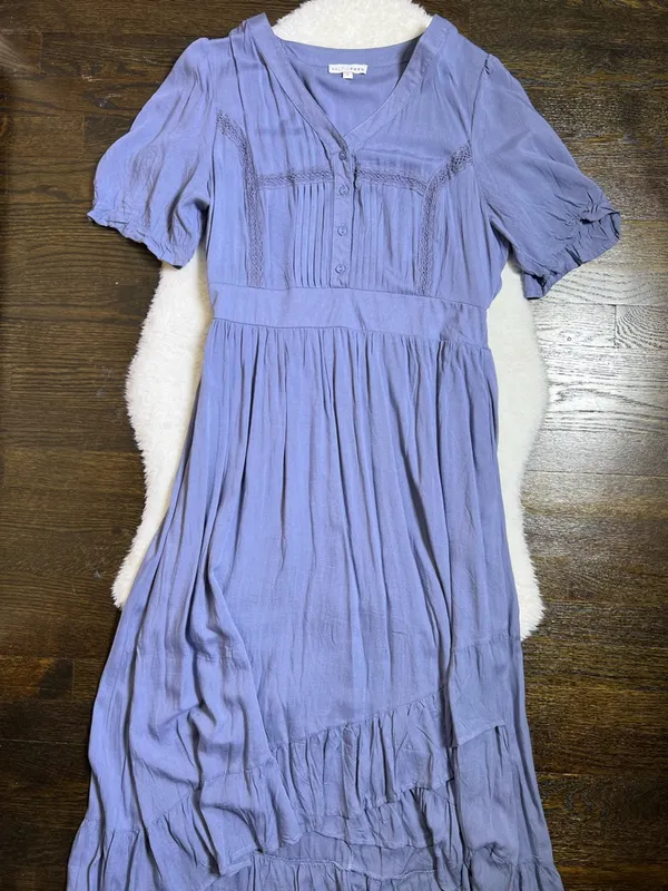 Baltic Born Hannah Dusty Blue Midi Boho Lace Dress Large - Image 3