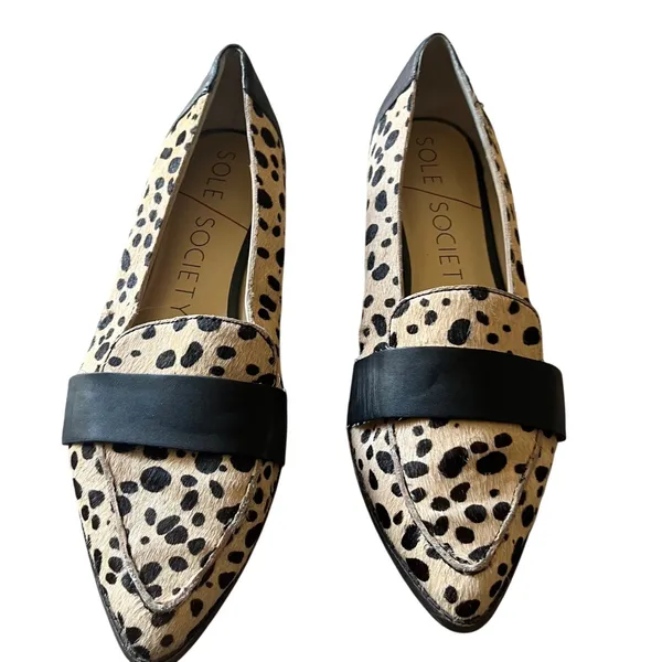 Sole Society Edie Womens Animal Print Calf‎ Hair Pointed Toe Loafers 8.5M - Image 2