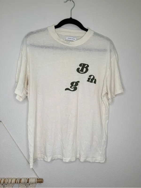 Anine Bing Ashton Tee Vintage Bing in Washed Buttercream sz S guc - Image 2