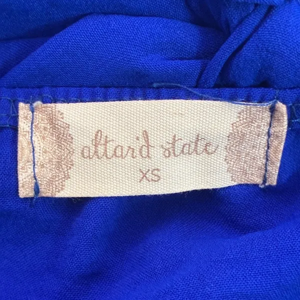 NWT Altar'd State Tiered Solid Mini Dress Blue Boho Smocked Back Size XS - Image 5
