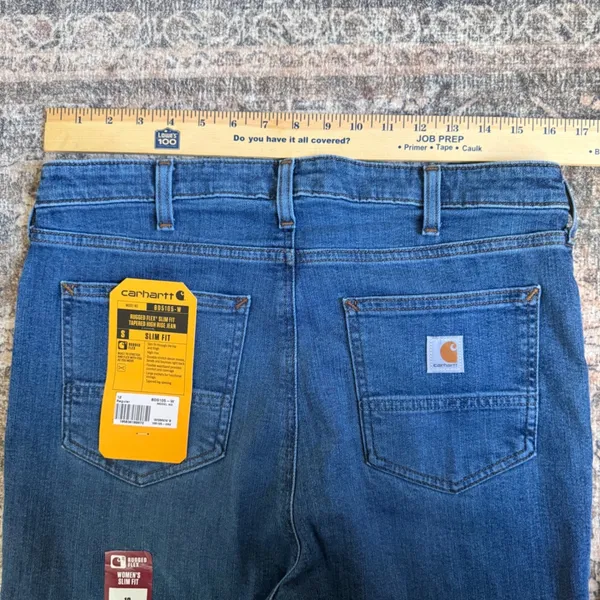 New Carhartt Rugged Flex Slim Fit Tapered High Rise Jeans BD5105-W Blue 12 - Image 7