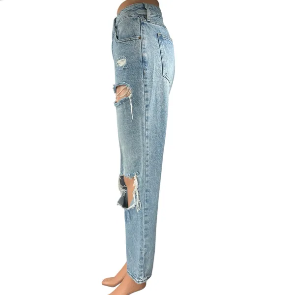 Pacsun Women's Blue Distressed Light Wash High Rise Straight Denim Jeans Size 29 - Image 2