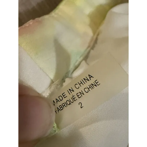 Alice‎ + Olivia Size 2 Shannon Pleated Citrus Yellow Print Overlay Maxi Skirt - Image 4