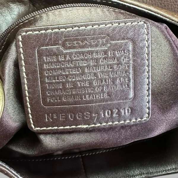 Coach Hamptons Clip Leather Hobo Bag Brown Pebbled Brass Y2K Shoulder Bag 10210 - Image 2