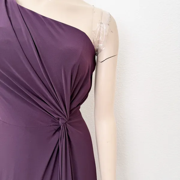 [BHLDN] Brixen Purple Plum One Shoulder Side Slit Knotted Formal Dress NWT Sz 12 - Image 8