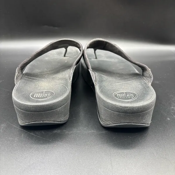 FitFlop Womens Lulu Toe Post Strap Leather Sandals‎ Flip Flop Black Size 10 - Image 5