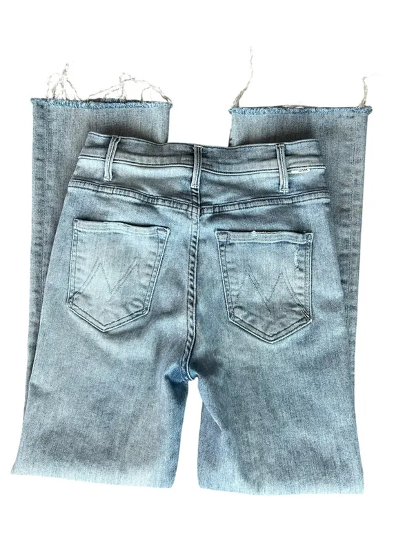 Mother Denim Women’s The Hustler Ankle Fray Cropped Jeans in Knock on Wood 26 - Image 9