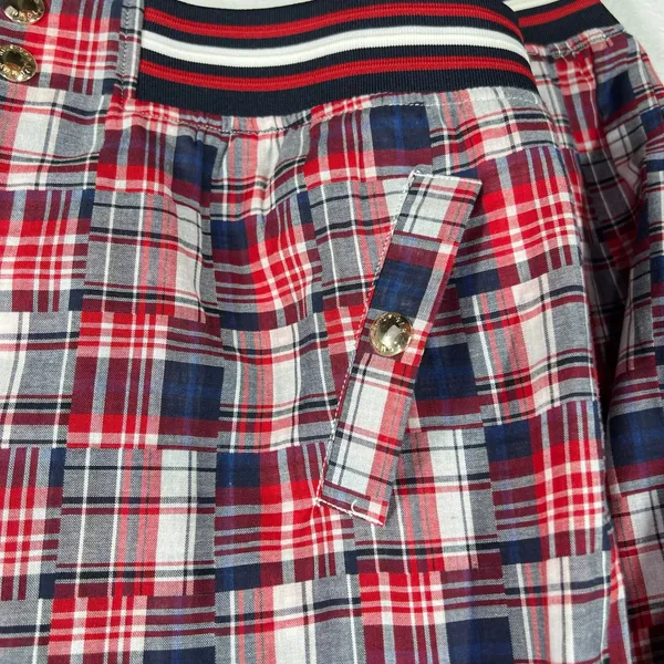 Tommy Hilfiger Patchwork Plaid Varsity Jacket Red White Blue‎ Cotton Blend Large - Image 10