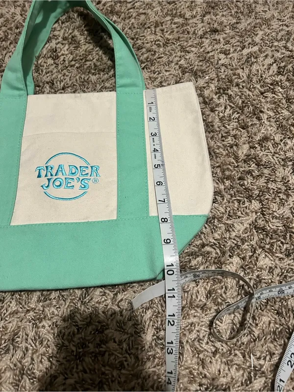 TRADER JOES Mini Canvas Tote Bag Spring 2025 Pastel Green - Image 5