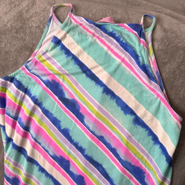 Lilly Pulitzer Asymmetrical Hem Watercolor Midi Maxi Dress Womens M Colorful - Image 7