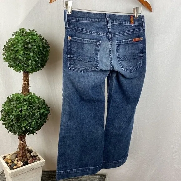 7 For All Mankind Dojo Crop Capri Denim Blue Jeans 24 - Image 3
