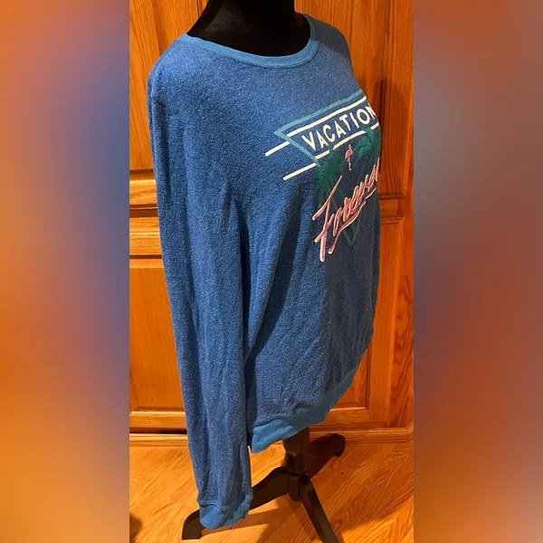 Dream‎ Scene by Wildfox Vacation Forever Relaxed Fit Sweatshirt Blue Size XL - Image 9