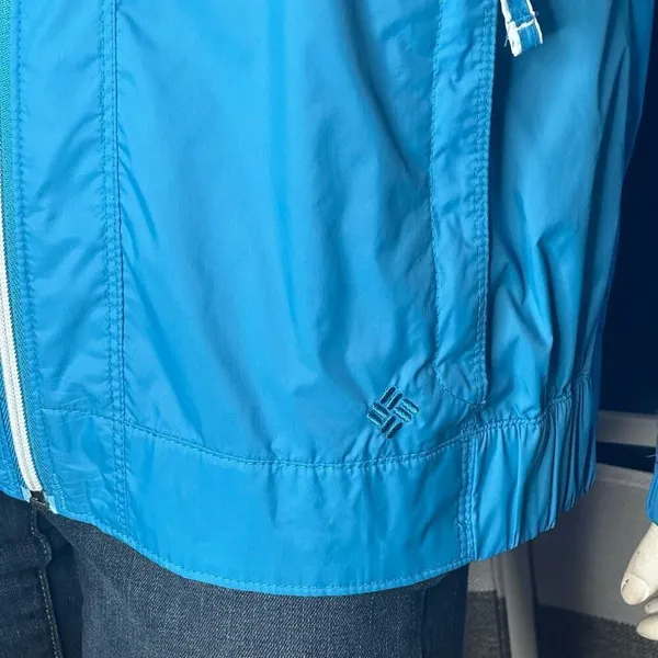 Columbia Omni-Shield Blue Outdoor Packable Windbreaker Rain Jacket Size Medium - Image 5