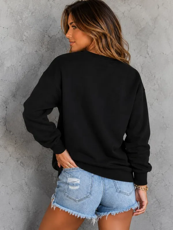 Black MAMA Gold Glitter Crewneck Sweatshirt NWT Large - Image 3