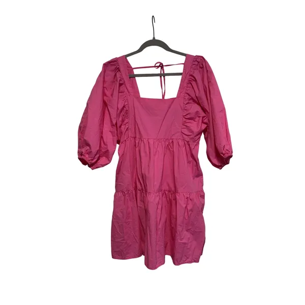 A New Day Pink Puff Sleeve Dress Small - Image 2