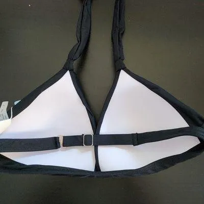 Yonique Black Bikini Top NWT Size Large Black Halter Swim Top - Image 3