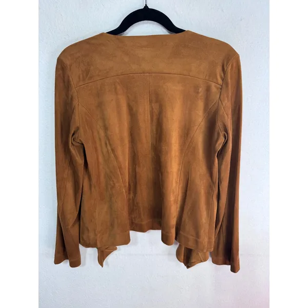 Relativity‎ S Brown Faux Suede Drape Open Front Jacket Women's Lightweight Boho - Image 5