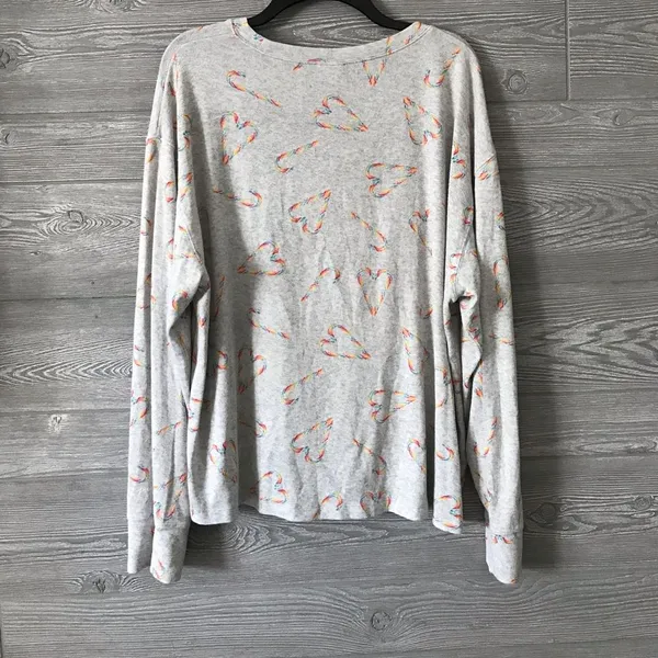 PINK VS long sleeve gray top‎ candy cane rainbow hearts women XL - Image 4