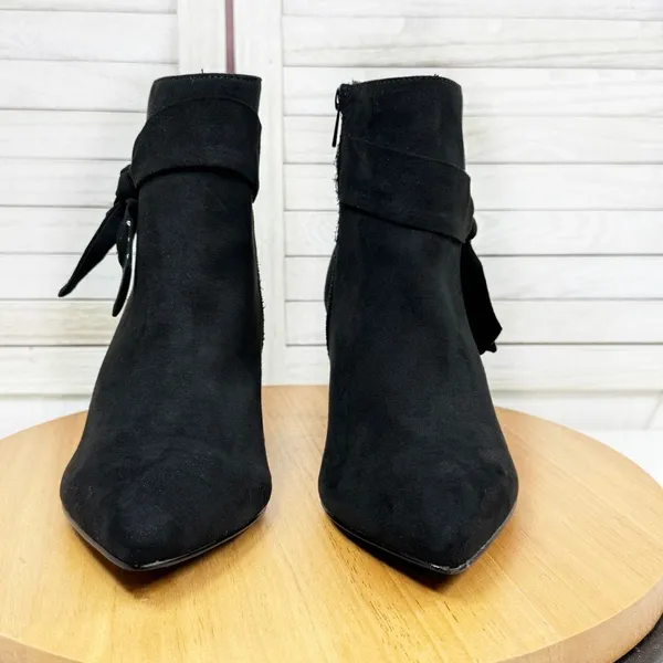 Torrid Studded Side Bow Ankle Boots Booties‎ Black Microfiber 9.5W - Image 4