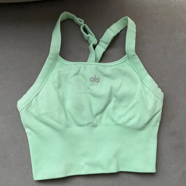 Alo Yoga Seamless Ribbed Favorite Bra Tank Spearmint S - Image 2