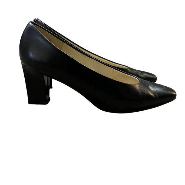 Vintage SRO Leather Heels Women’s 7.5M Blue Low Heel Pumps Used - Image 12