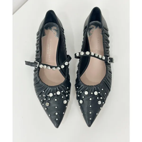 NEW Antonio Melani Jennifer Sumko Mary Jane Ballet Flats Black Leather US 7.5 - Image 2