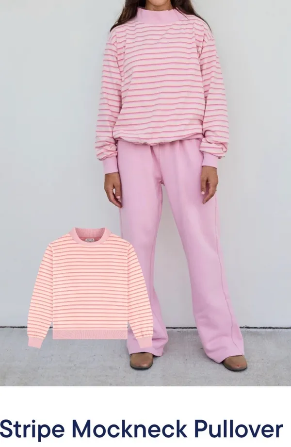 Parke it’s a girl pink stripe mockneck - Image 3