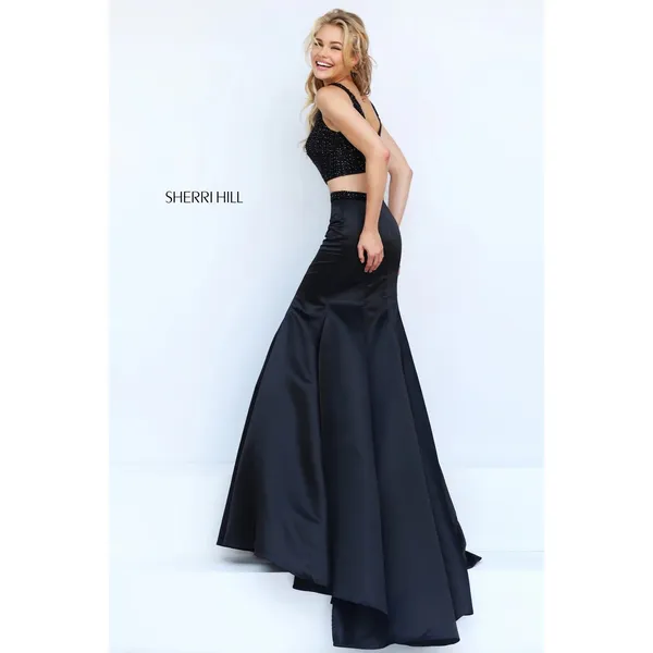 Sherri Hill 50098 Black Two-Piece Mermaid Prom Gown Size 0 NWT - Image 3