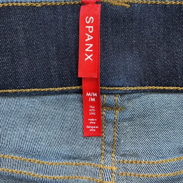 Spanx Flare Jeans Midnight Shade Dark Wash High Rise Pull On Size Medium Tall - Image 4