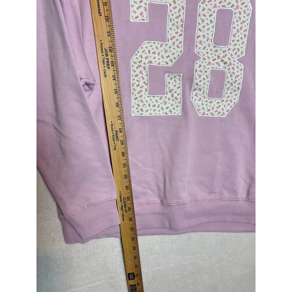 Aeropostale Pink Floral 28 Varsity Fleece Sweatshirt Gameday Ready XXL New - Image 6