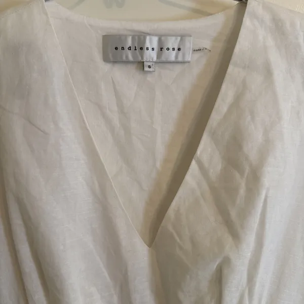 Endless Rose‎ Lace Trim Puff Sleeve Minidress White Sz S Coquette Cottage Core - Image 2