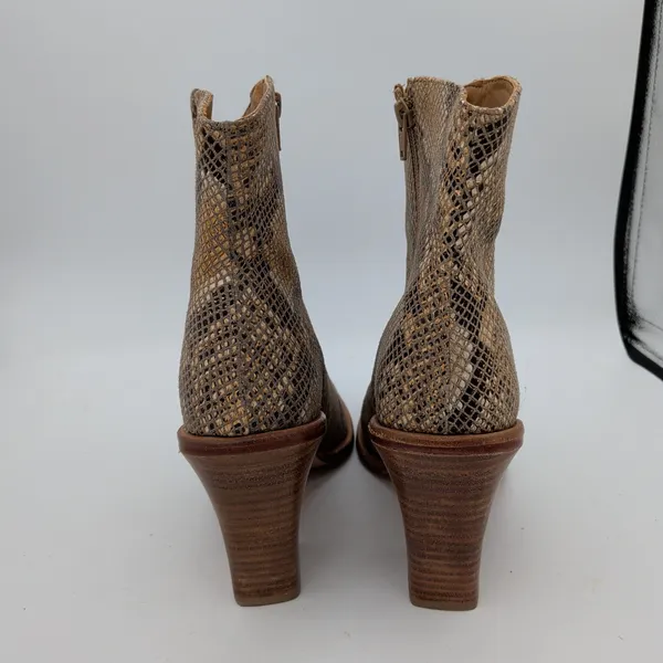 Free People Barclay Western Bootie Snakeskin Leather Block Heel Brown Tan 39 8.5 - Image 5