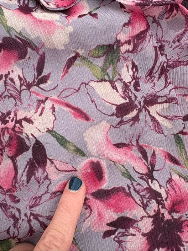 Express purple and pink floral print short-sleeve mini dress with a V-neckline - Image 8