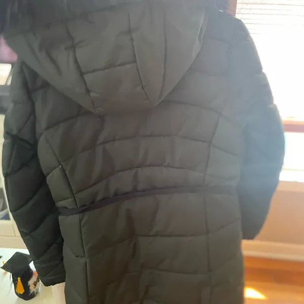 Guess Green Faux-Fur-Trim Hooded Puffer Coat sz L - Image 3