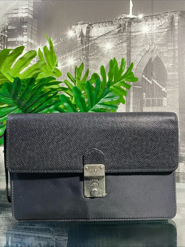 Authentic VALENTINO Black Leather and Nylon Bag - Image 5