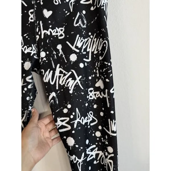 Fabletics X Demi Lovato Women’s XL Black/White Graffiti‎ Print Pull On Leggings - Image 5