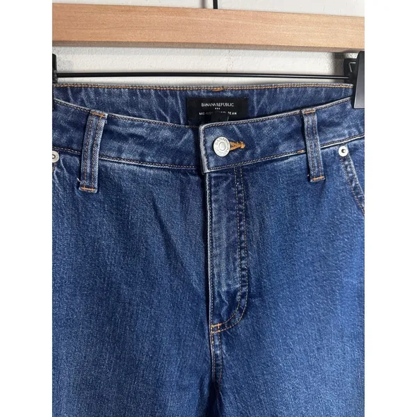 Banana Republic Mid-Rise Barrel Jean Medium‎ Wash Blue Denim 27/4 Knee Dart - Image 6