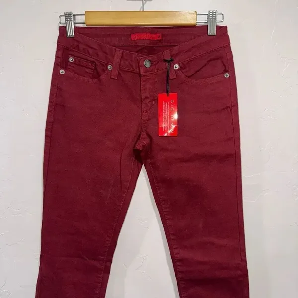 NEW GJG Denin Maroon Skinny Jeans Size 5 - Image 2