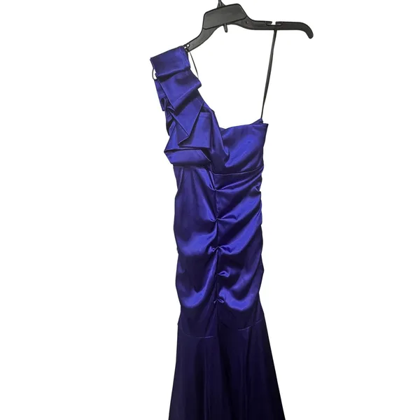 Bee Darlin Royal Blue One Shoulder Ruched Formal Mermaid Gown Size 5/6‎ - Image 2