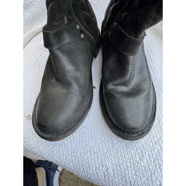UGG Conor‎ Quilted Black Leather Australia Mid Moto Boots Size 6 Bike - Image 4