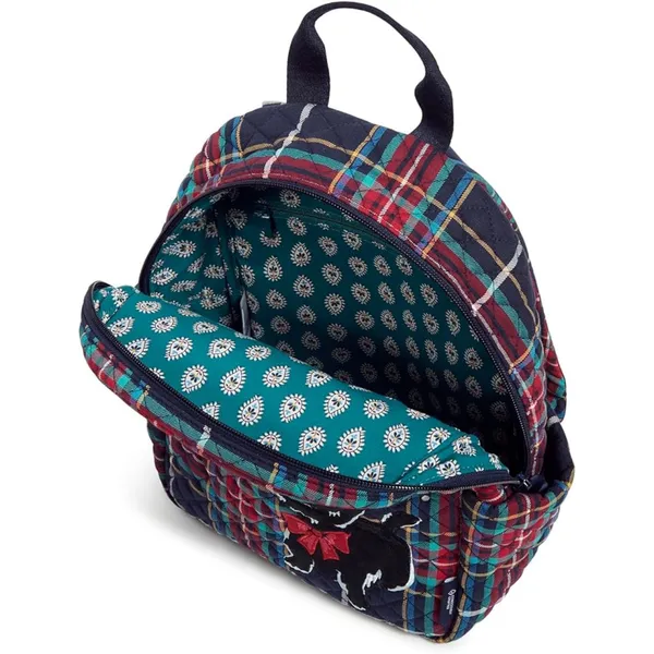 Vera Bradley Plaid Scottie Dog Backpack Size 10”x12”x5” Blue/Red - Image 4