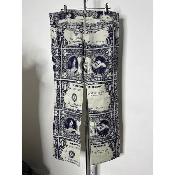 Miaou Lowrider Pant Money Print Dollar Bill Graphic Straight Leg Trousers - Image 2