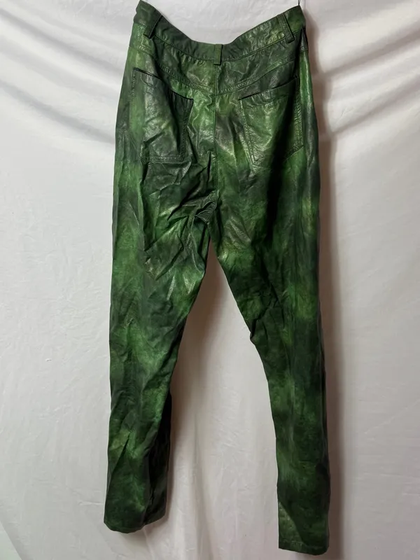 Vintage Y2K Green Wide Leg Faux Leather Pants - Image 8