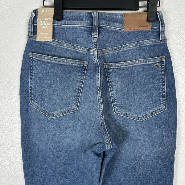 NEW Madewell The Curvy Perfect Vintage Jeans Womens 26 Medium Wash Straight Leg - Image 4