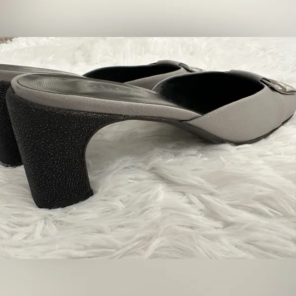 Authentic GUCCI‎ Mule Slides Kitten Stingray Heel Shoes 7.5 7 1/2 - Image 6