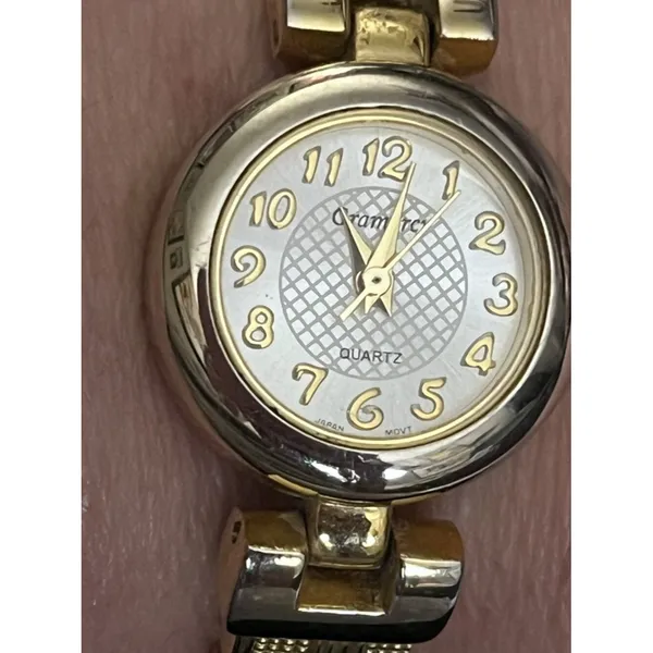 Gramercy Gold Link Bracelet Watch New Battery Japan Movt 90s - Image 2