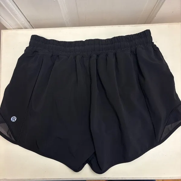 Lululemon Hotty Hot Shorts Women‎ 8 Black Low-Rise Mesh Athletic SF Logo Running - Image 2