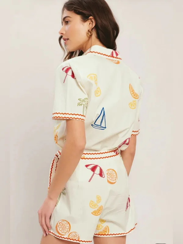 Emily Skort Set Top and Skort Citrus Fruit Beach Umbrella Print size Small NWT - Image 2